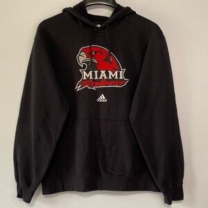 Adidas Black Hoodie with Miami RedHawks Logo Size M
